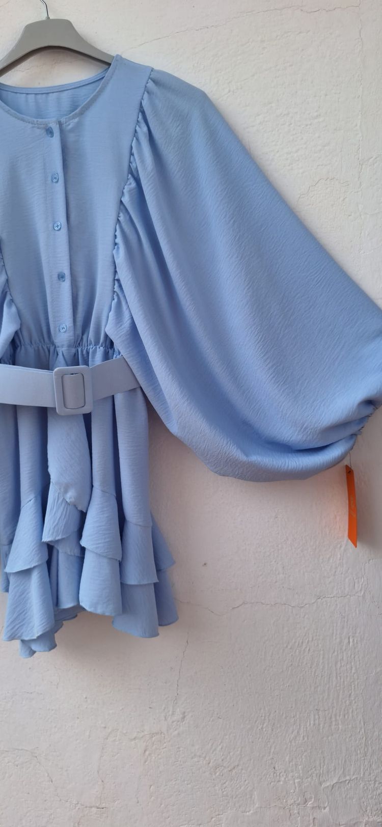 Light Blue Button-Front Dress with Belt 6